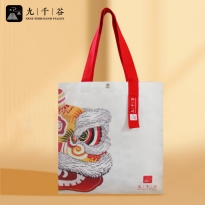 九千谷 帆布袋红色提手中国文化系列一醒狮340*380mm3804